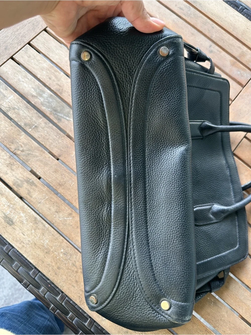 kate spade Black Pebbled Leather Satchel with Gold Logo